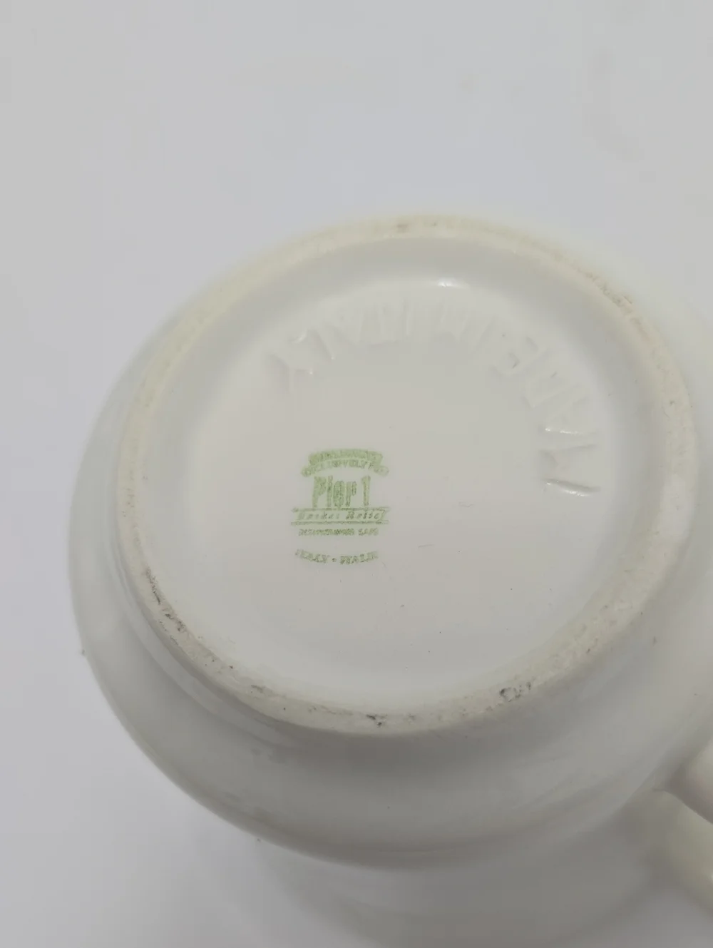 Vintage Pier 1 Set Of 3 Basket Relief Cups Mugs Made In Italy White Ceramic